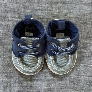 Carter’s baby boat shoes, gray/navy 0-3m